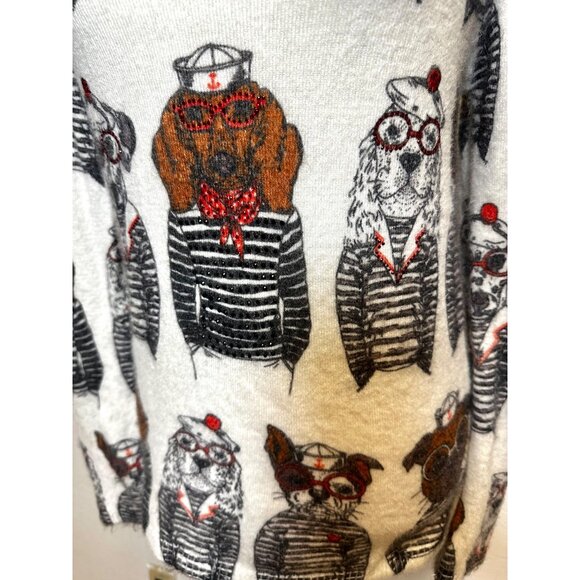 Tricotto XS Dog Print Sweater – Cute Novelty Graphic Pullover, Sailor Dogs, Cozy - Picture 4 of 8